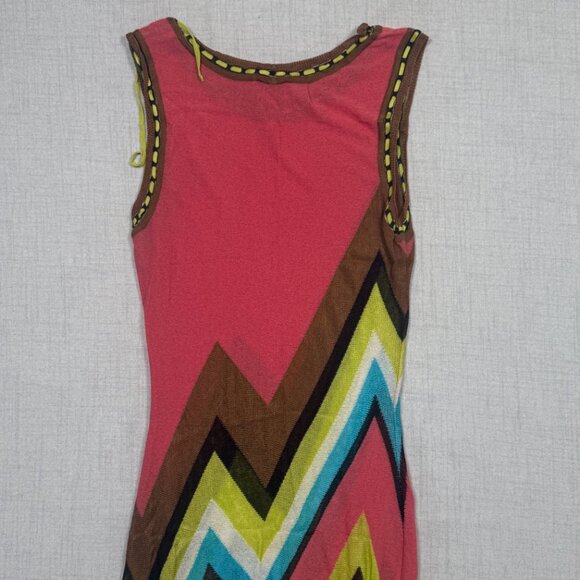 Sport Missoni Sleeveless Chevron Knit Dress Pink Multicolor Midi Size XS - Picture 6 of 16